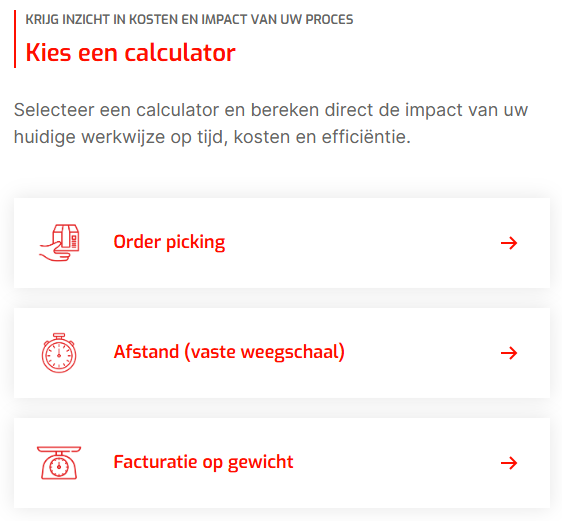 De verschillende ROI-calculators van RAVAS op een rij