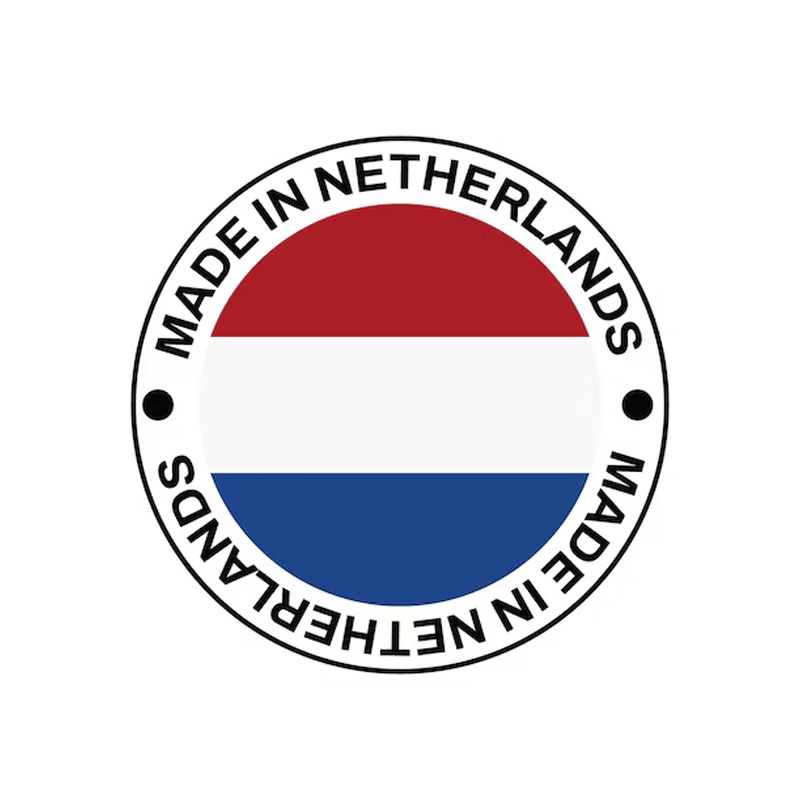 Pictogram Made in the Netherlands dat hoogwaardige Nederlandse productie aangeeft.