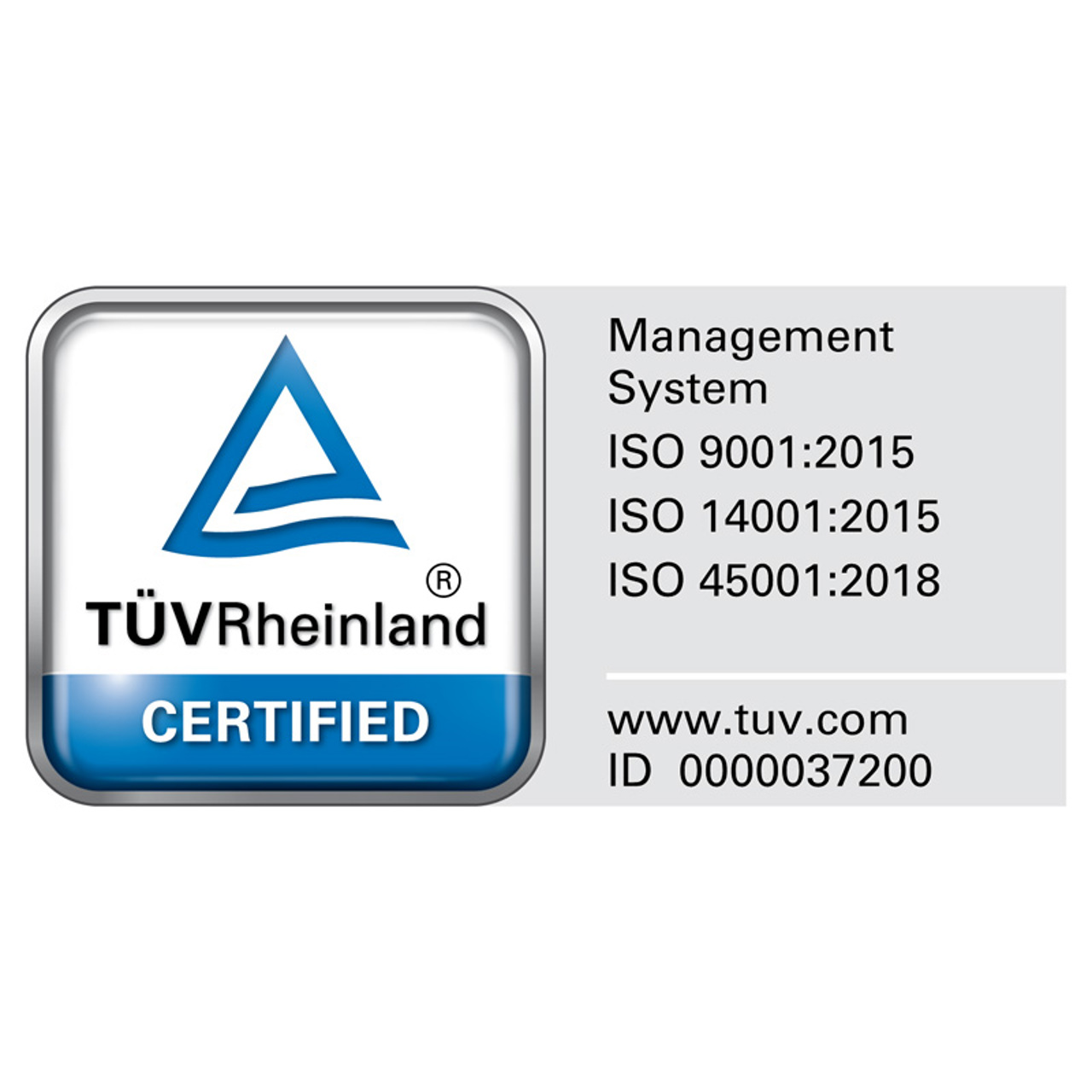 Pictogram of ISO 9001, 14001 and 45001 certifications for quality, environment and safety.